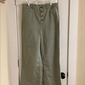 Wide leg button fly pants
